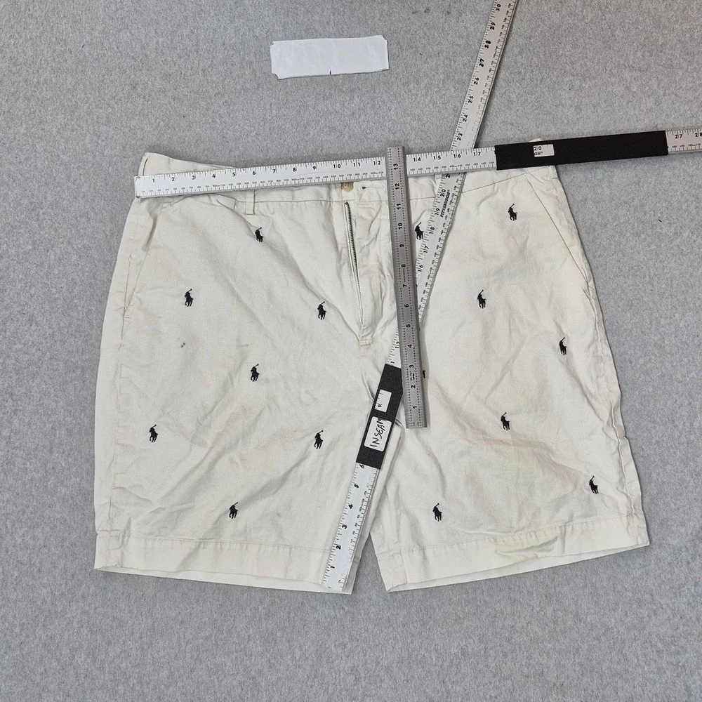 Polo Ralph Lauren Men Shorts 40 Beige Embroidered Chino Twill Stretch Pony AOP